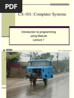 Cs-101: Computer Systems: Introduction To Programming Using Matlab