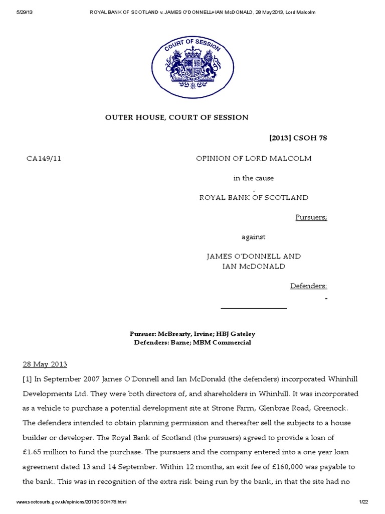 Royal Bank of Scotland V O'donnell and Mcdonald PDF
