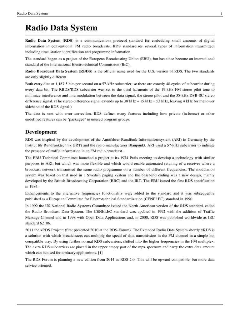 Radio Data System Opis PDF Electronic Engineering