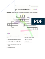 Beginning Crossword Puzzle - Colors