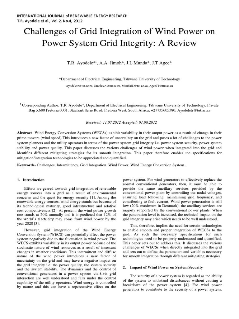 Challenges of Wind Power Integration | PDF | Wind Power | Electrical Grid