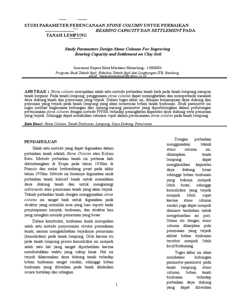 Kriteria Perancangan Stone Column | PDF | Metode & Bahan Ajar ...