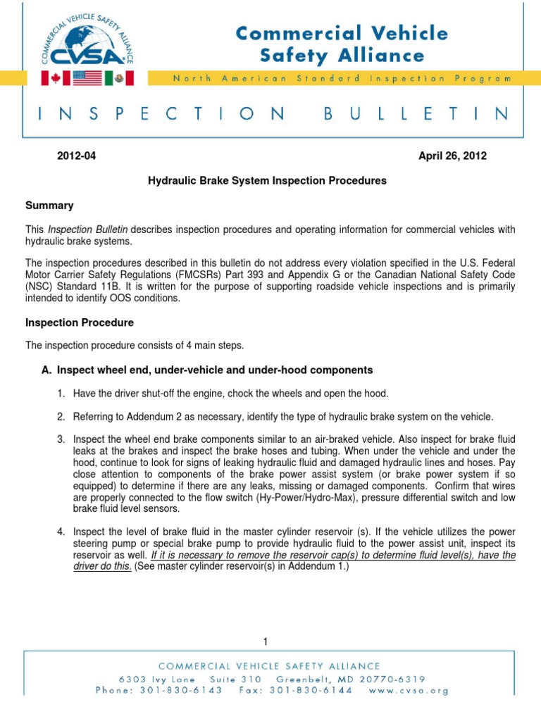 201204 Hydraulic Brake System Inspection Procedures Created 042612