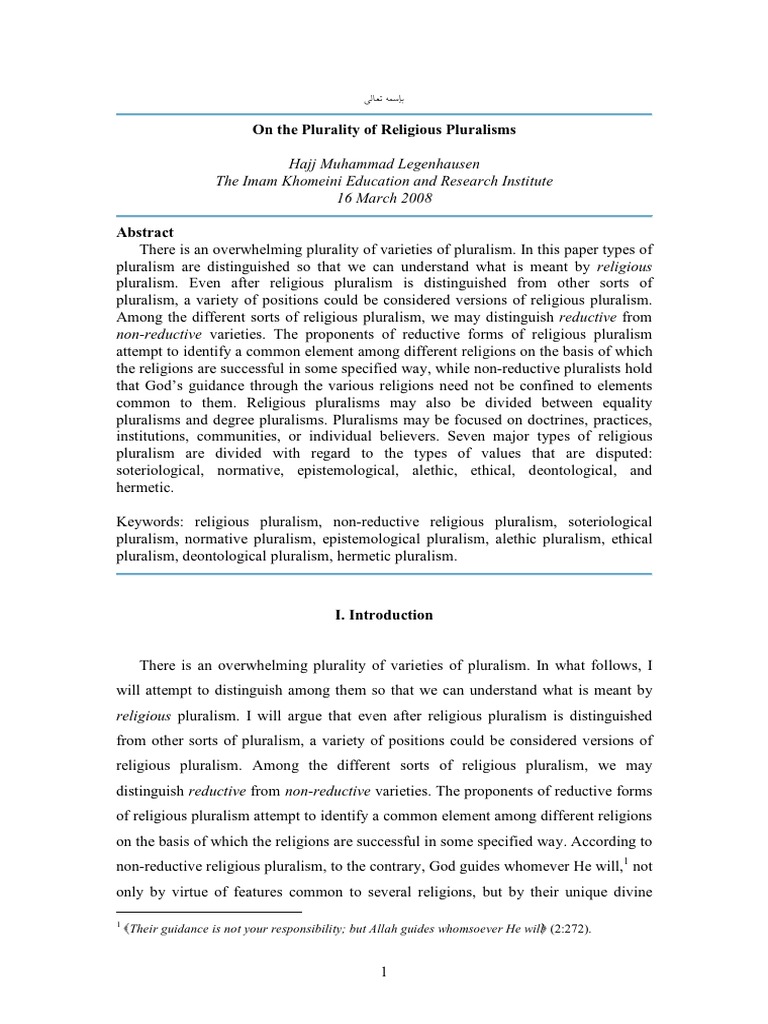 Pluralism Vs Materialism Essay