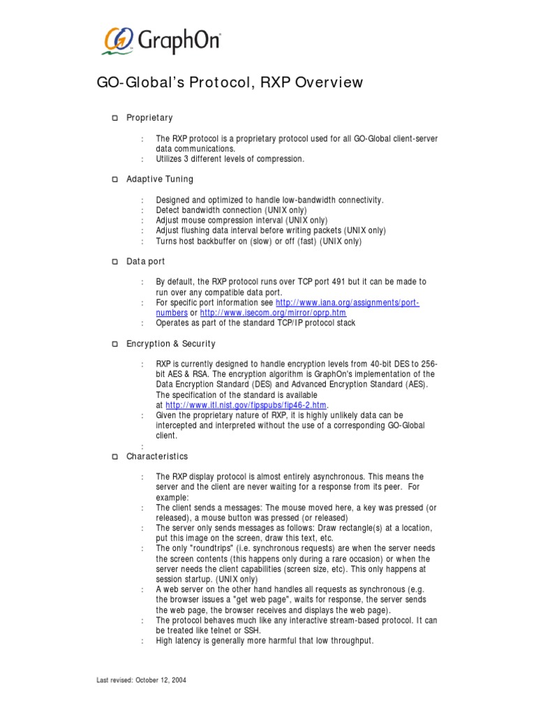 RXP Protocol Overview for GO-Global | PDF | Transmission Control ...