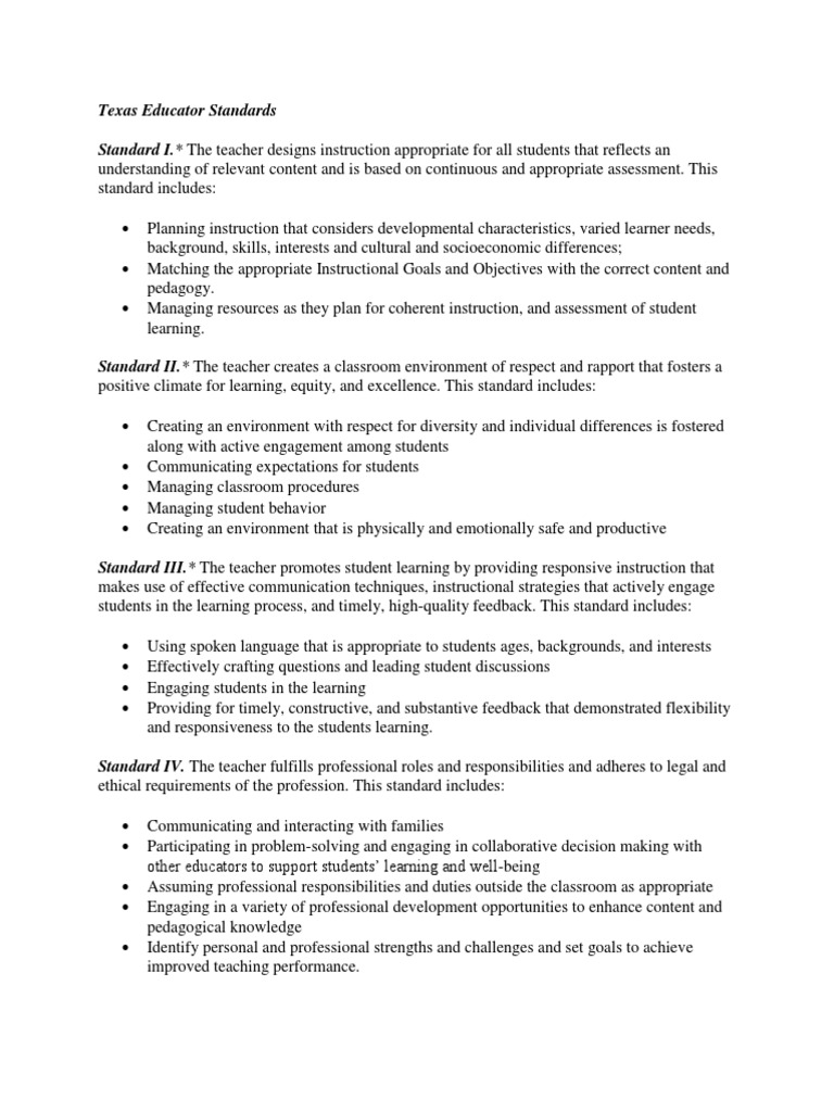 texas educator standards 3 Teachers Educational Assessment