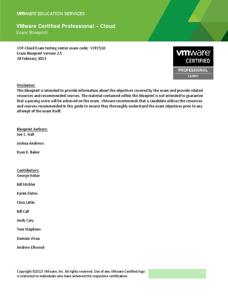 VCP Cloud Exam Blueprint | PDF | Test (Assessment) | Cloud Computing