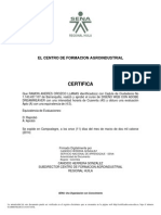 Certifica: El Centro de Formacion Agroindustrial