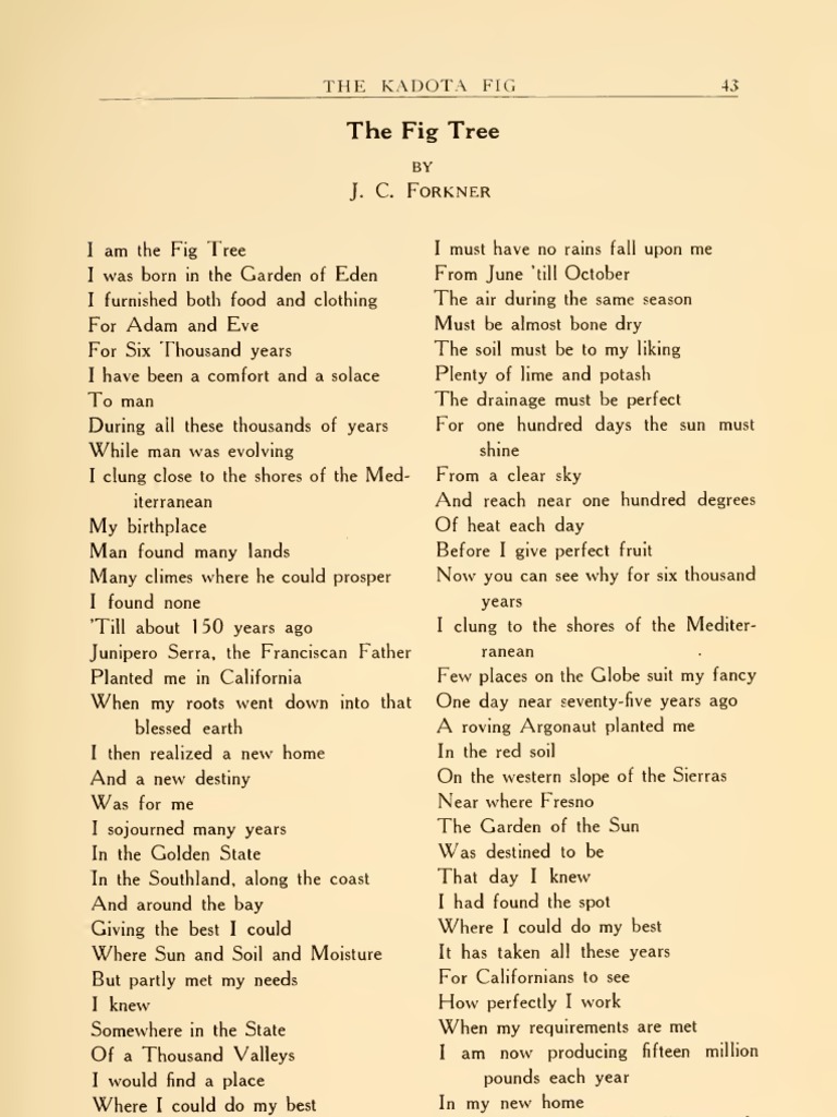The Fig Tree Poem by JC Forkner Chairman State Irrigation Commission