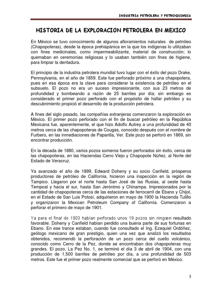 Historia de la Exploración Petrolera en México | PDF | Petróleo ...