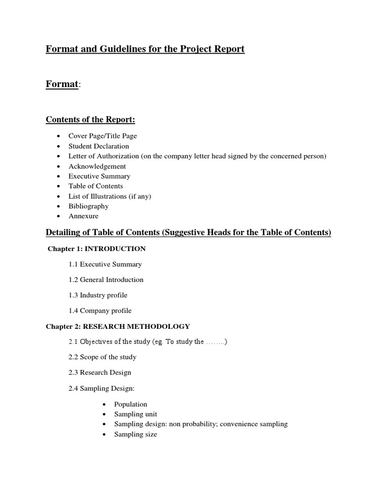 Format and Guidelines For The Project Report | PDF