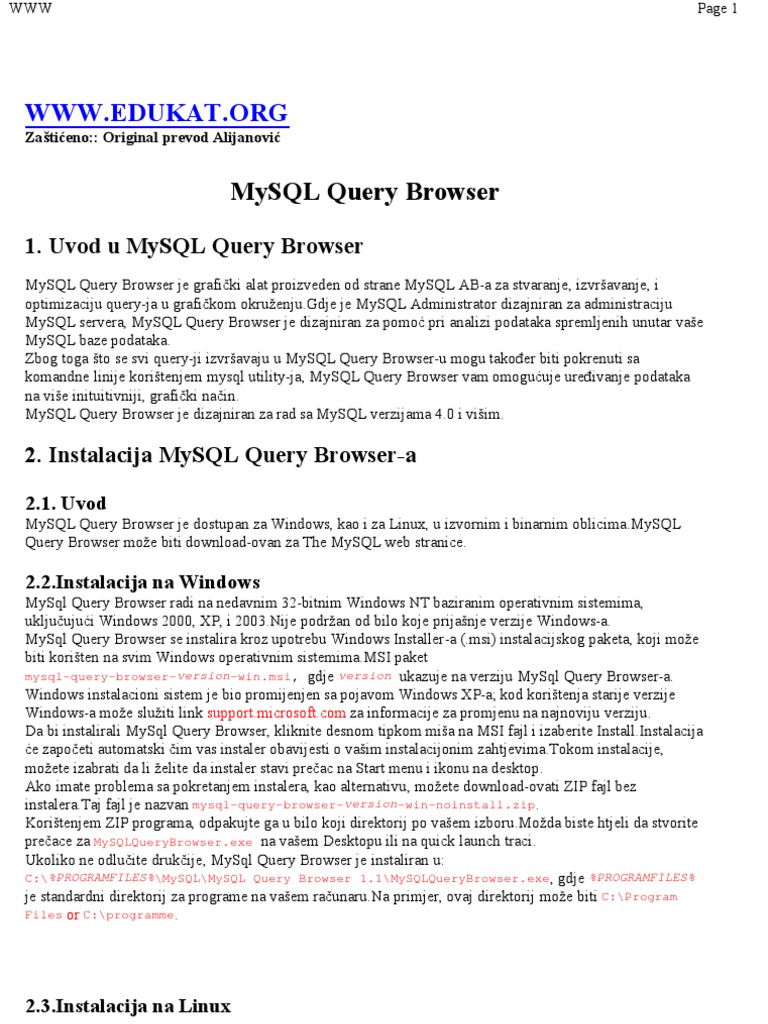 MySQL Query Browser | PDF