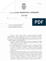 Aprobarea Raportului Privind Executarea Bugetului Municipal Chisinau Pe Anul 2012