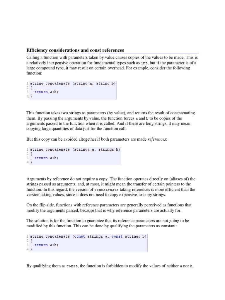 Efficiency Considerations and Const References | PDF | Subroutine ...