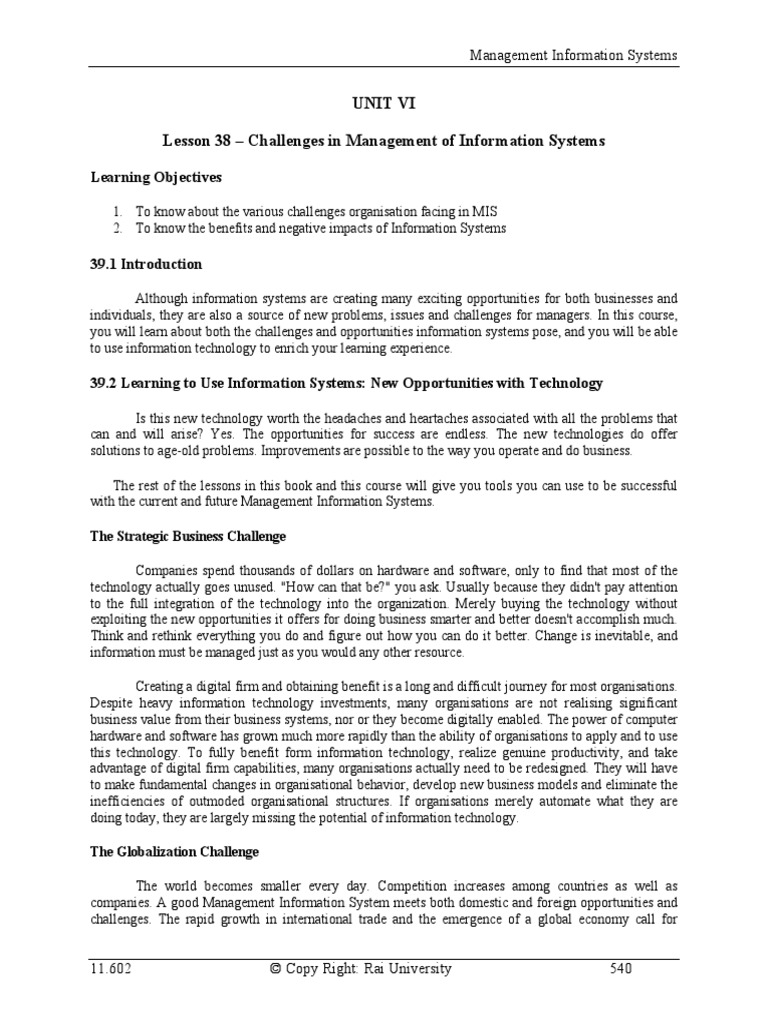 Challenges in Management of Information Systems | PDF | Information ...