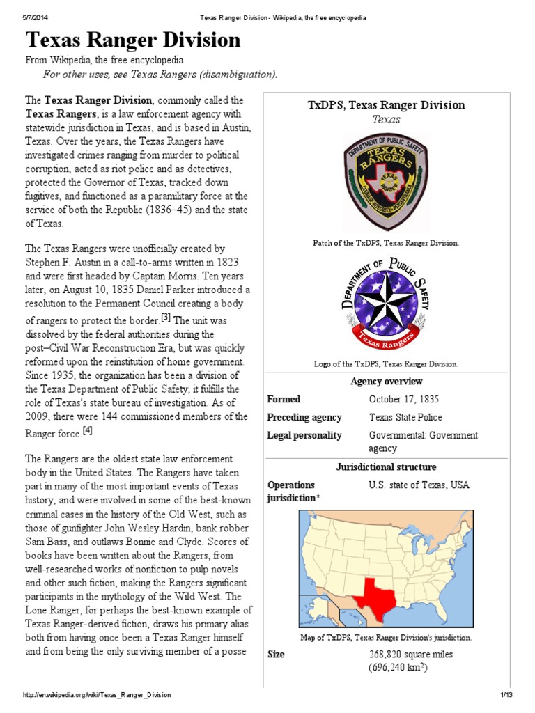 Texas Ranger Division Texas Ranger Division Texas