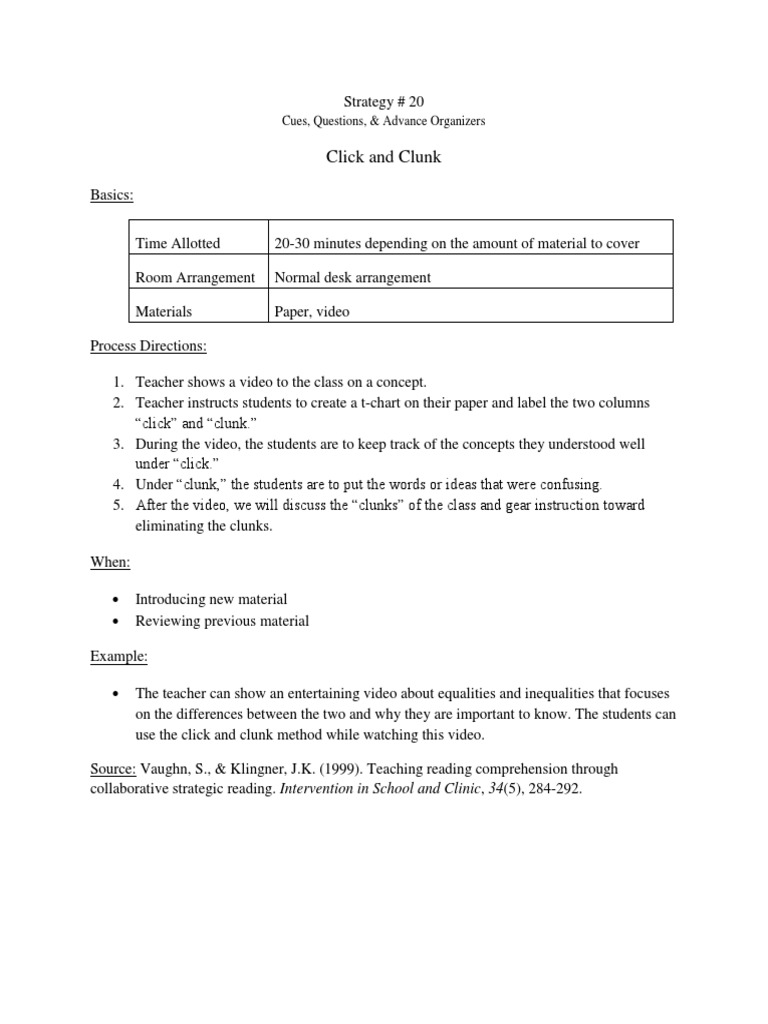 Strategy 20 Click and Clunk | PDF