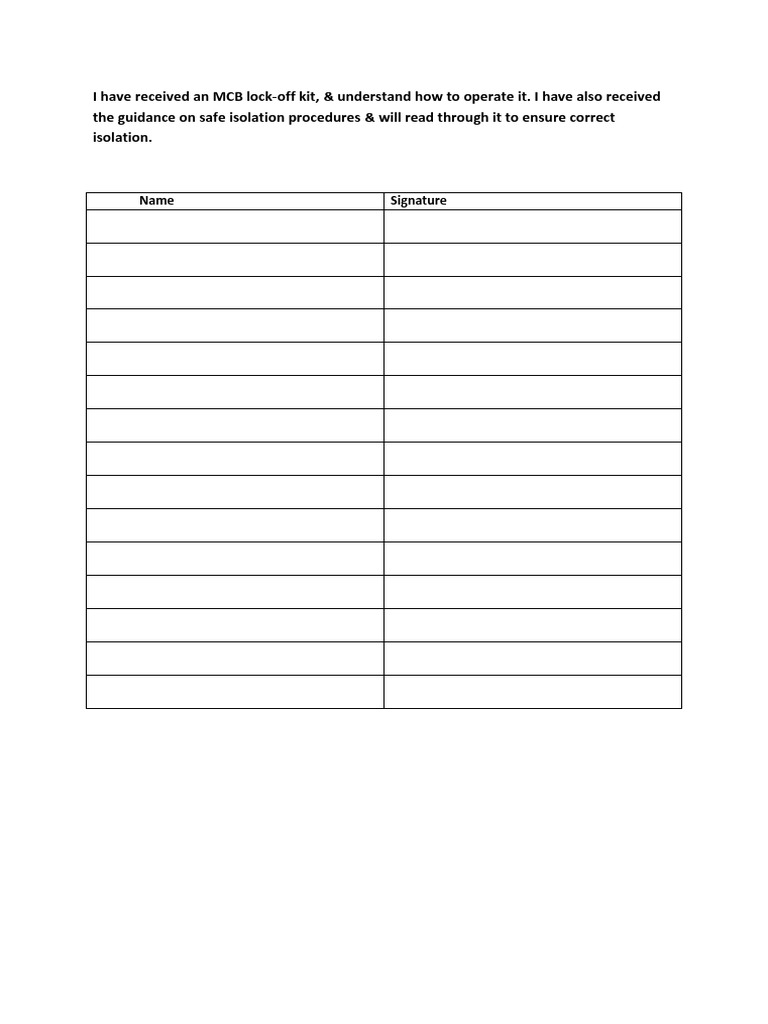 Safe Isolation Register | PDF