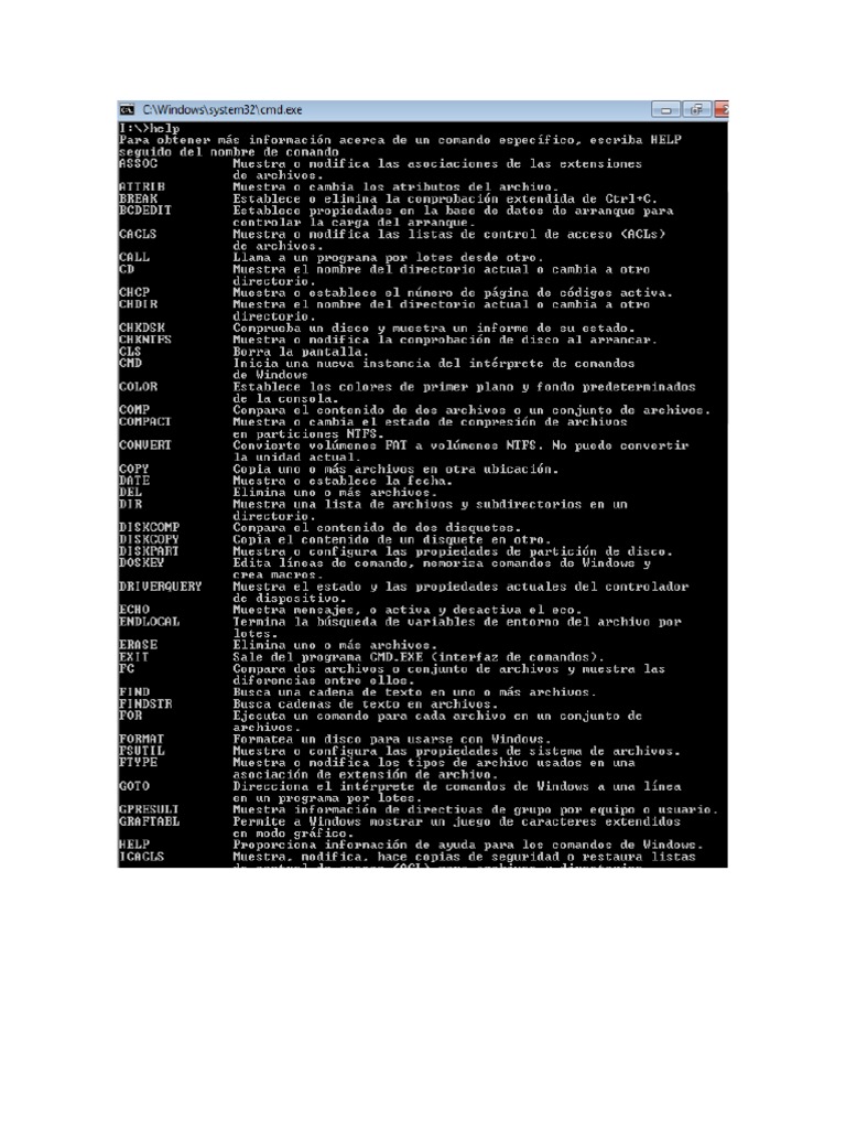 Comandos para Manejo de Directorios en MS-DOS | PDF | Archivo de ...
