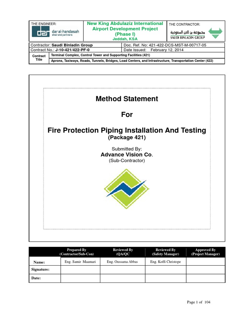 Fire Protection Piping Installation and TestingFeb. 12, 2014 Fire