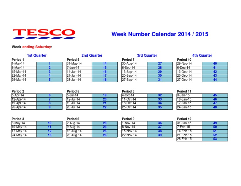 Tesco Calendar 20142015 Sports