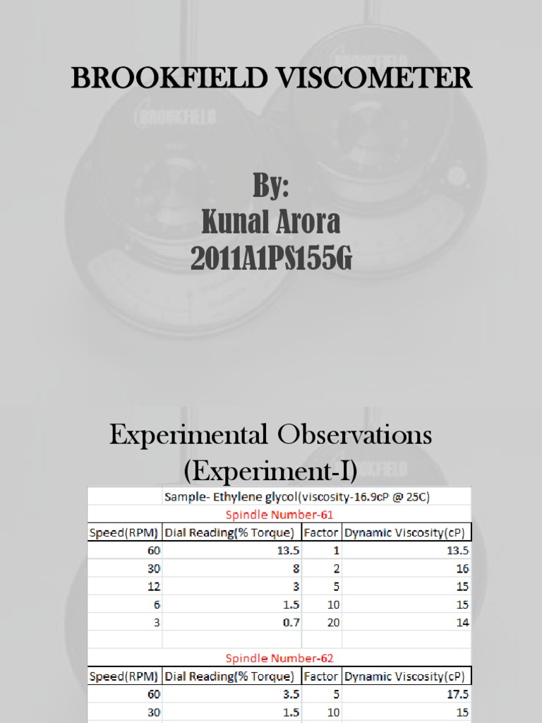 Brookfield Viscometer Experiment Overview | PDF