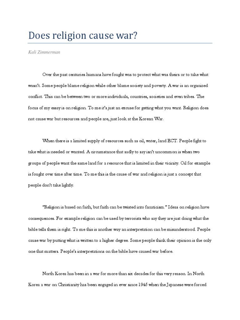 Essay on Is Religion the Cause of War for School and College Students
