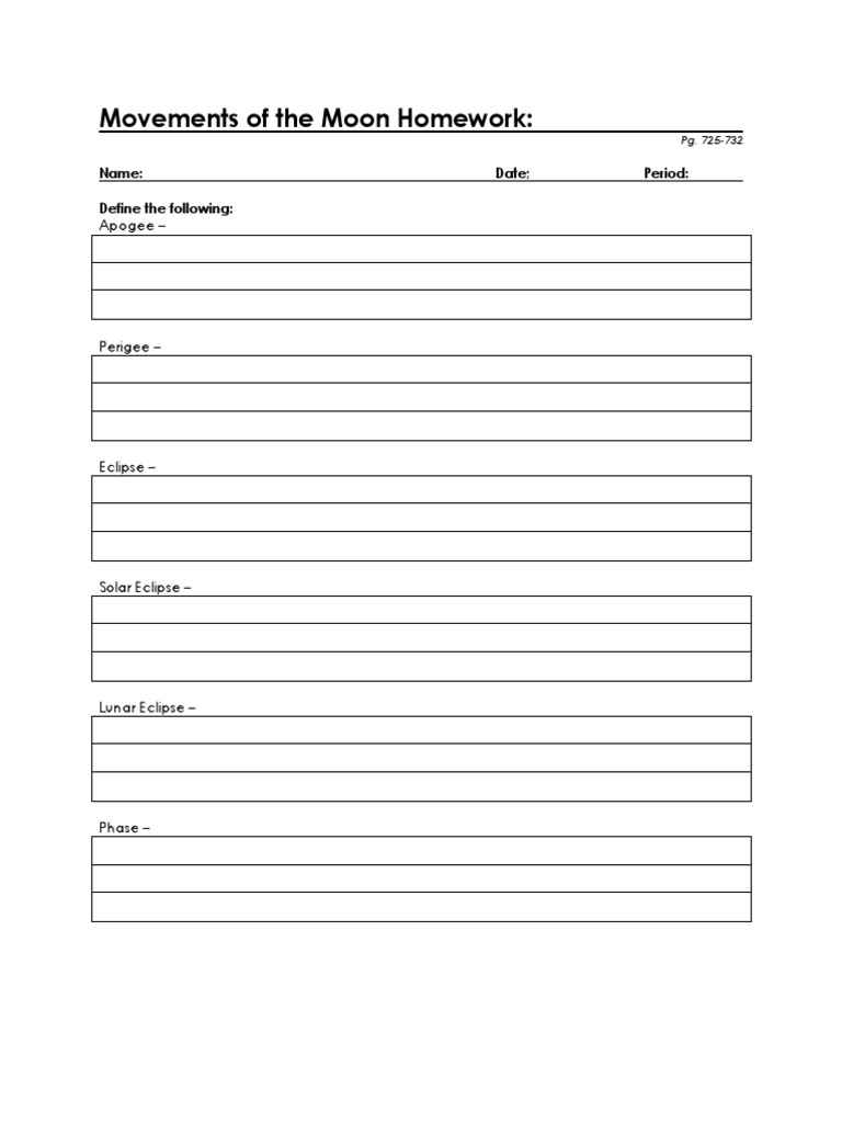 Moon Movements and Eclipses Homework | PDF