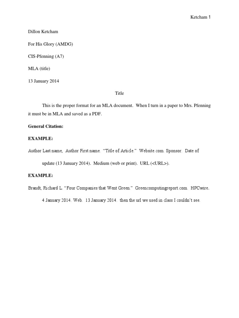 MLA Format Guidelines and Example | PDF
