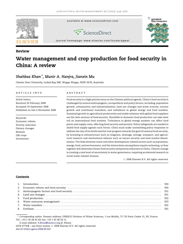 China's Water Management for Food Security | PDF | Food Security ...