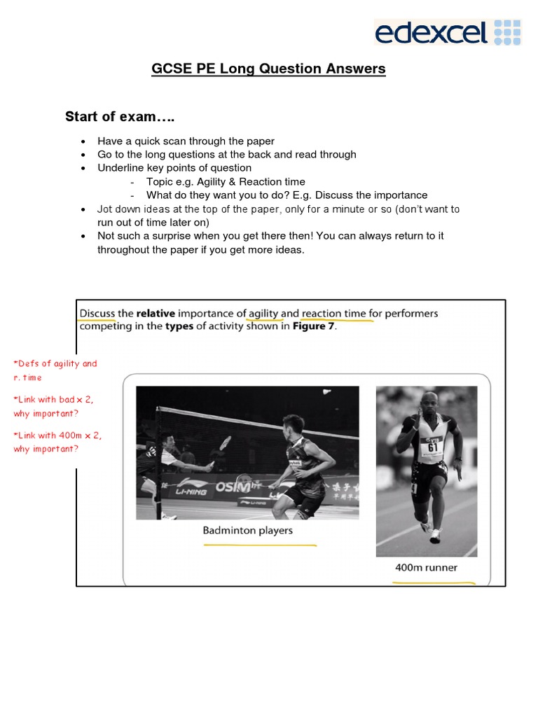GCSE PE Long Question Strategies | PDF | Question | Semiotics