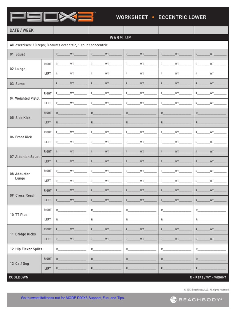 Printables Beachbody P90x3 Worksheets beachbody p90x3 worksheets syndeomedia