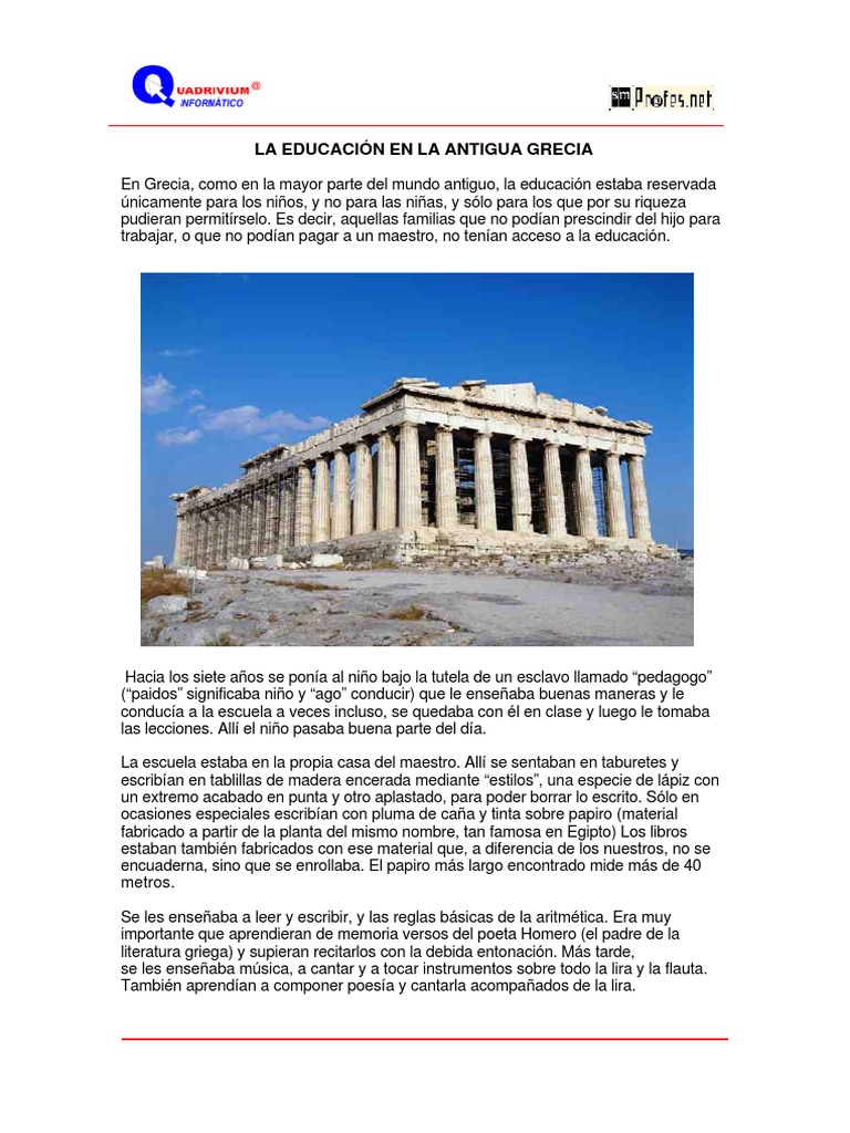 Educación en la Antigua Grecia | PDF | Antigua Grecia | Homero