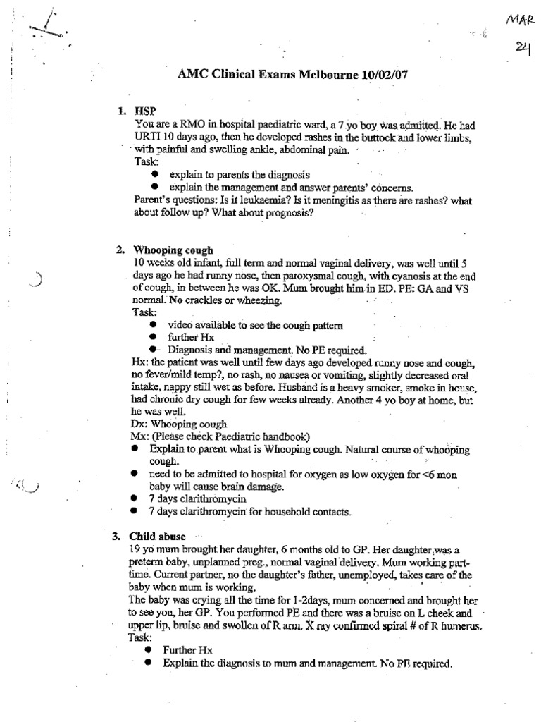 AMC-2007 Clinical Examination Recalls | PDF