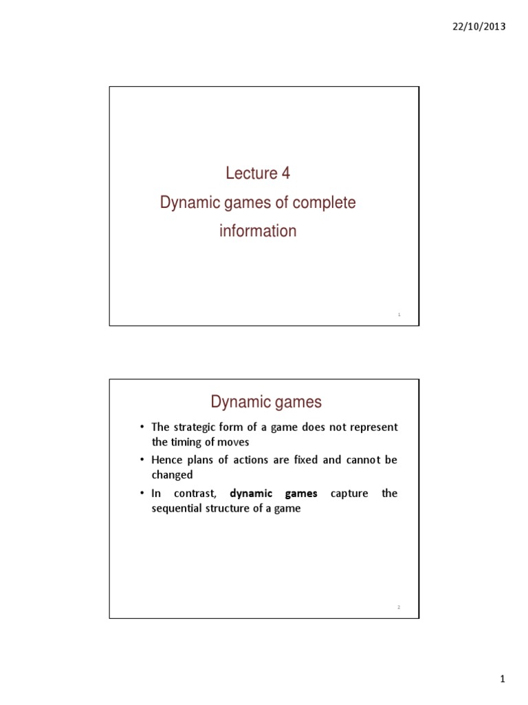 Dynamic Games of Complete Information | PDF | Leisure Activities | Gaming