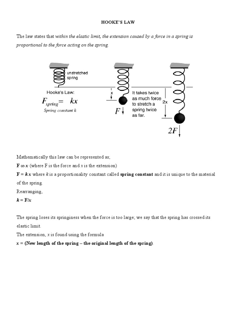 Hooke's Law Notes | Elasticity (Physics) | Force