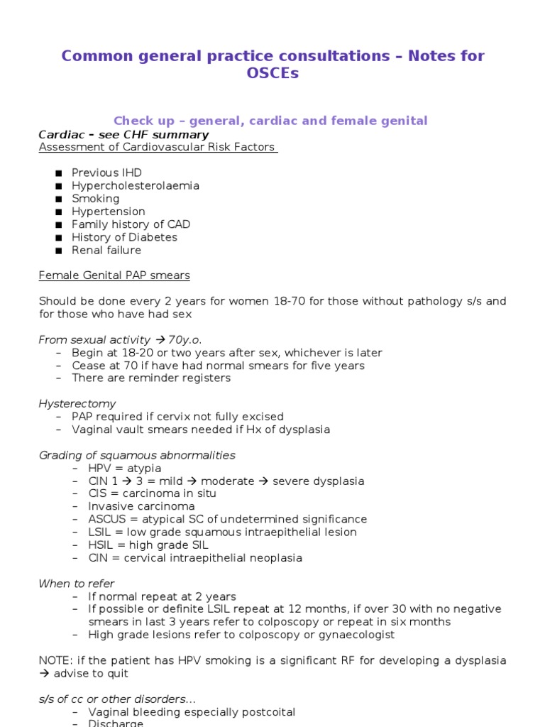 General Practice OSCE Consultation Notes | PDF | Pneumonia | Cough