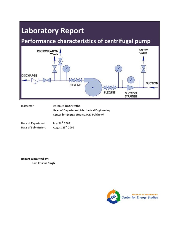 Lab Report Performance Characteristics of Centrifugal Pump Pump