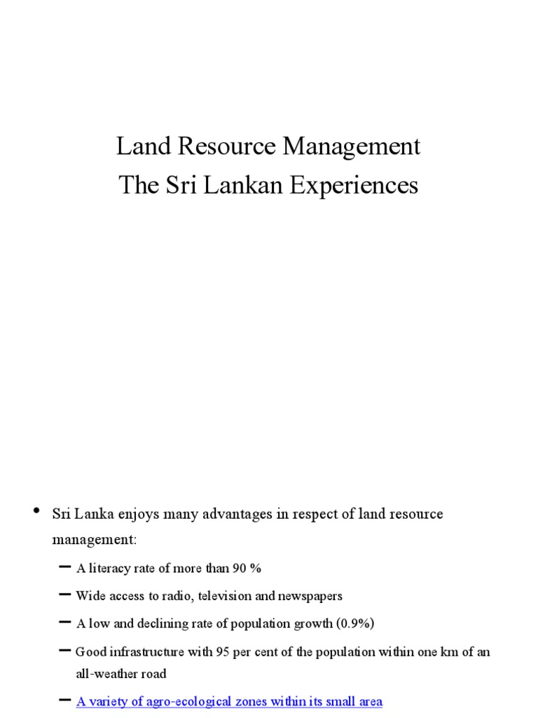 Land Resource Management 1 PDF Land Use Sri Lanka
