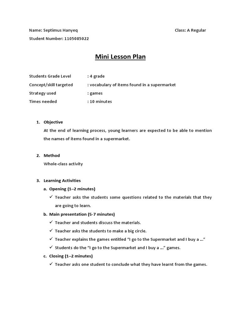 Supermarket Vocabulary Game Plan | PDF | Career & Growth
