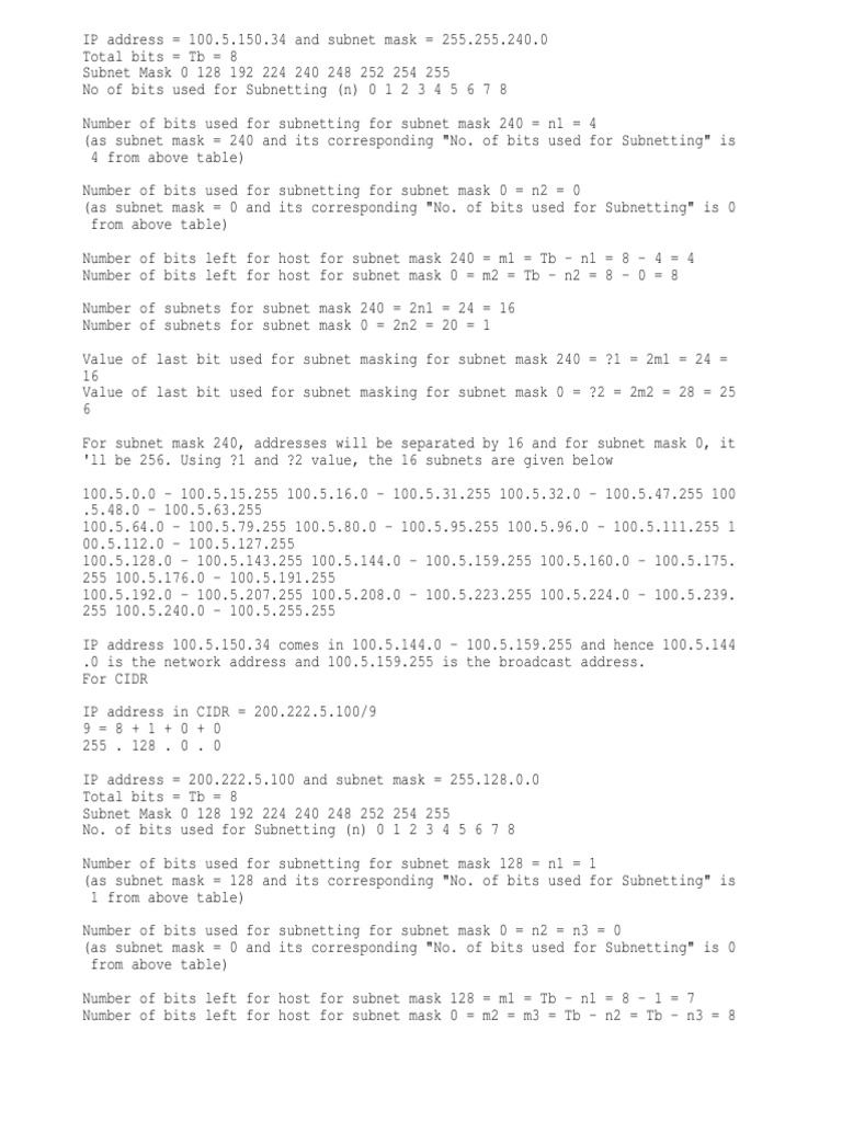Sub Net Mask PDF Ip Address Wide Area Network