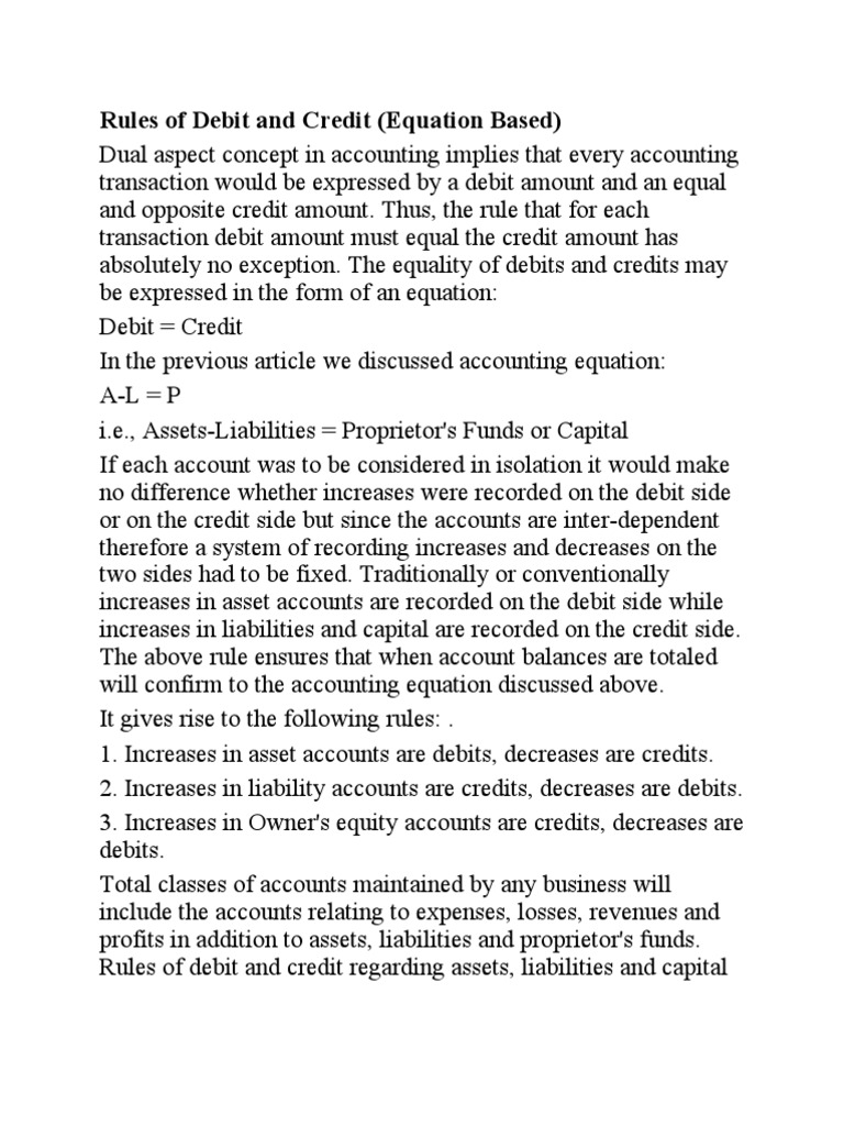 Rules of Debit and Credit | PDF | Corporate Jargon | Debits And Credits