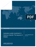 Australia's Costly Investment in Solomon Islands: The Lessons of RAMSI