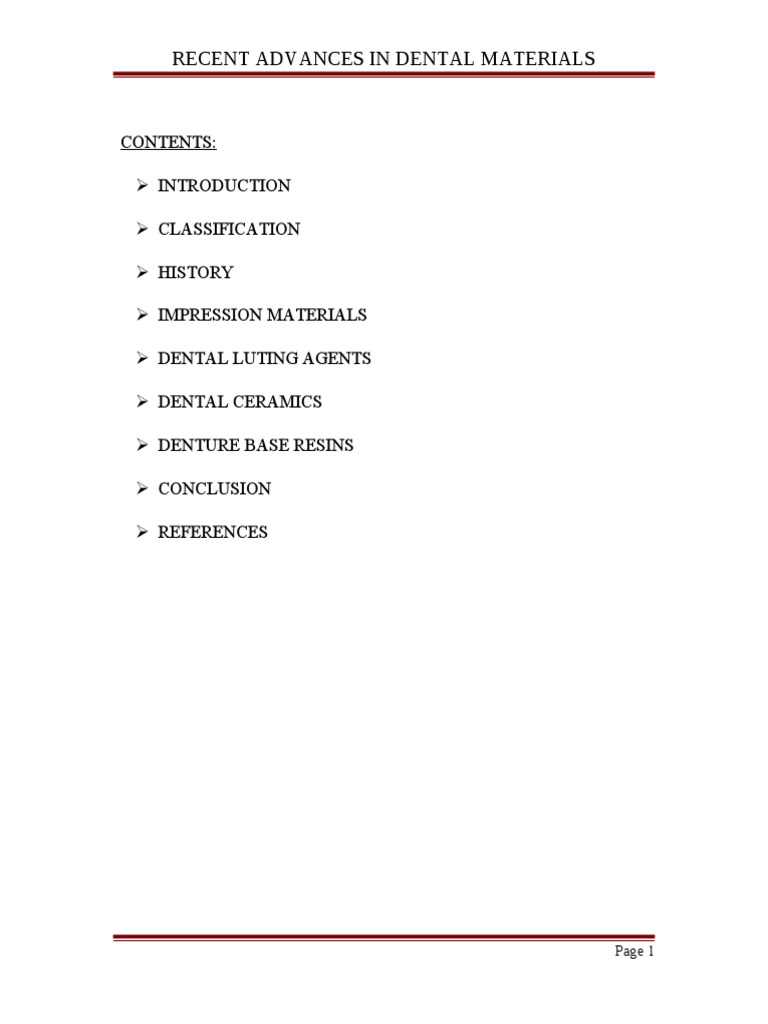 Advances in Dental Materials Overview | PDF | Dental Material | Dentistry