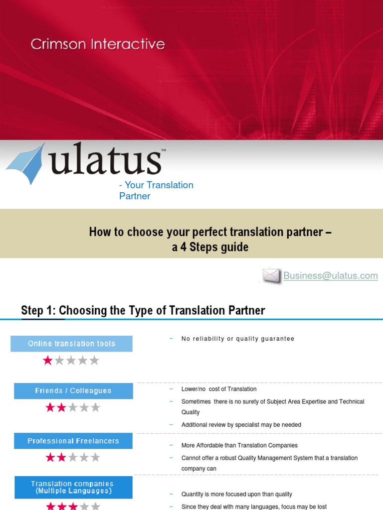 Translation Partner Selection Guide | PDF | Evaluation Methods ...