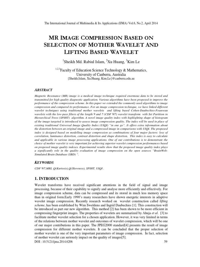 MR Image Compression Based On Selection of Mother Wavelet and Lifting ...
