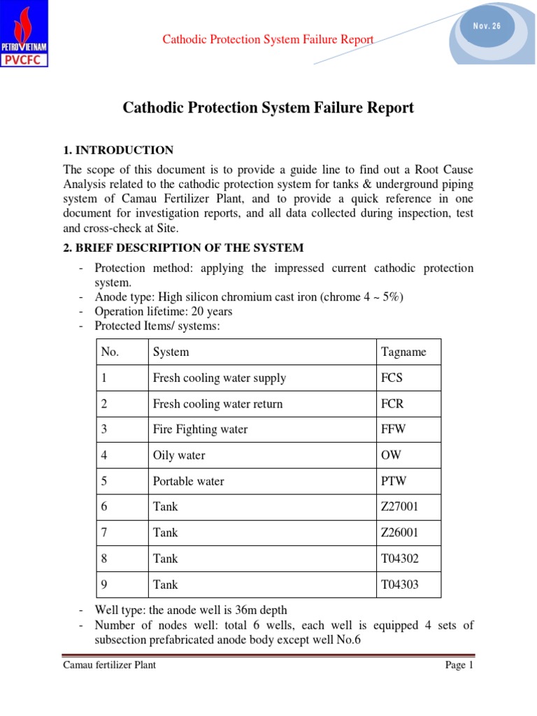 Failure Report For Cathodic Protection System | PDF | Cathode | Anode
