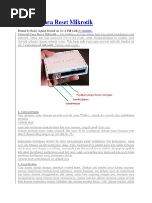 Tutorial Cara Reset Mikrotik
