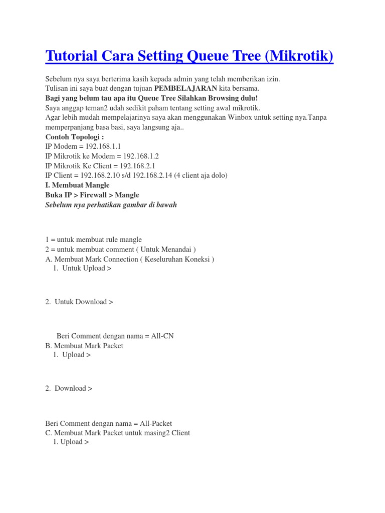 Tutorial Cara Setting Queue Tree | PDF | Komputer