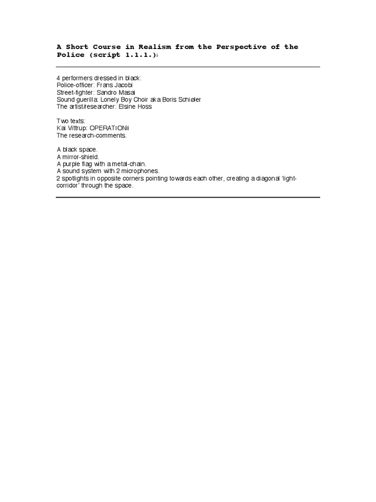Realism in Police Tactics Performance | PDF | Arts (General)